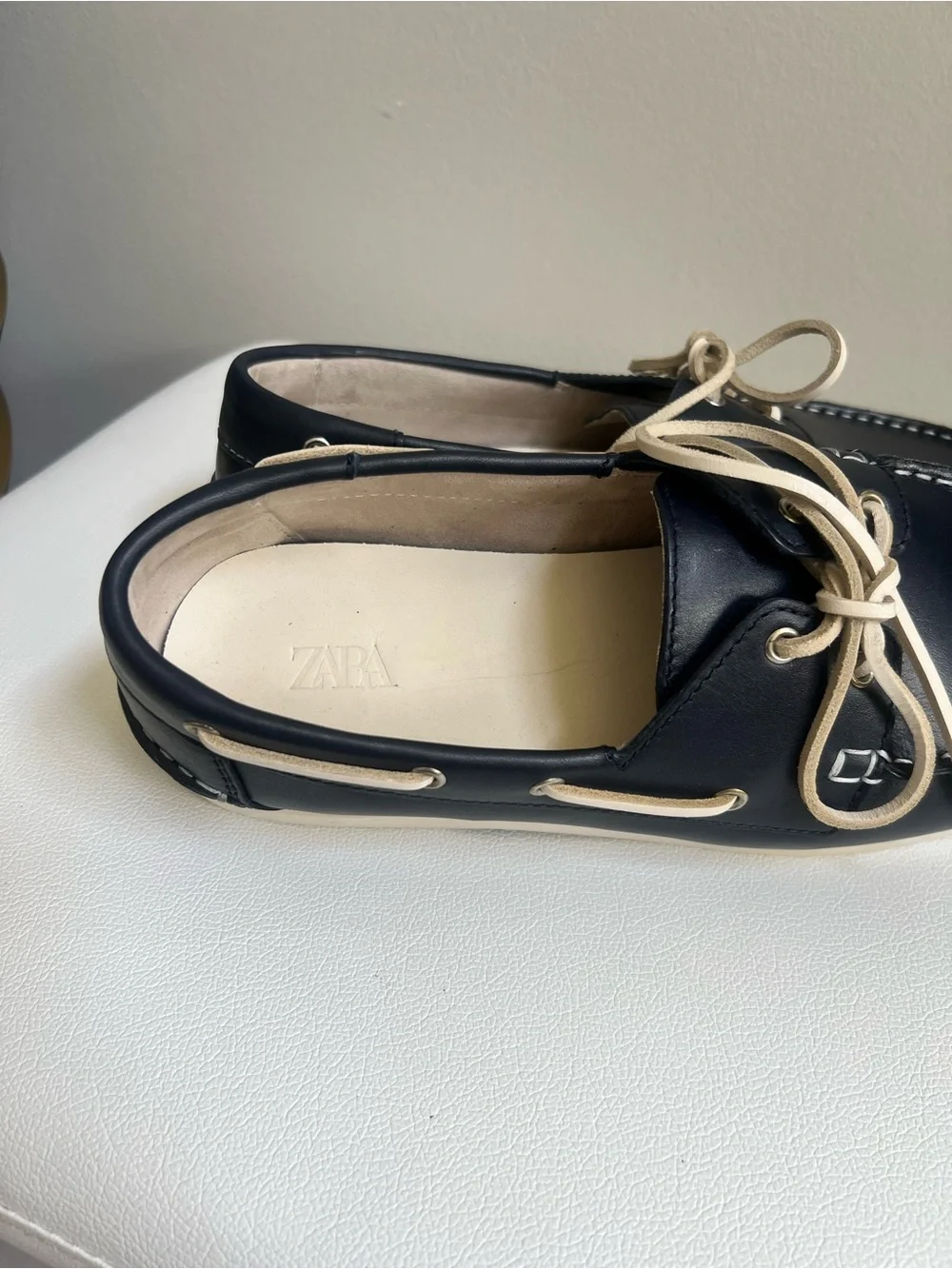 ZARA Navy Leather Boat Shoes Size 45 (12)